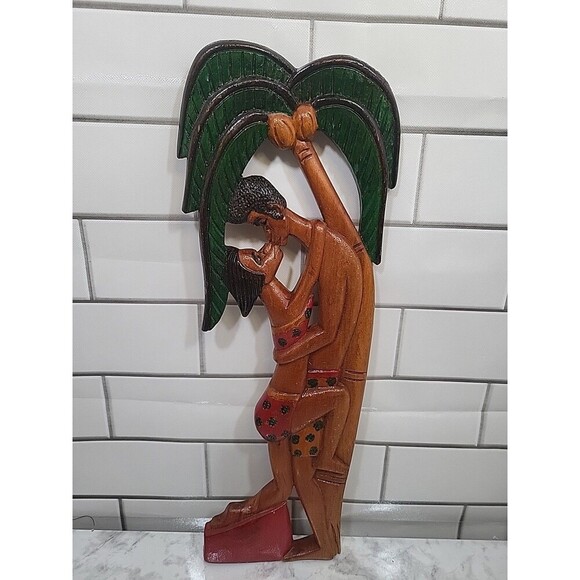 Hand-Carved Wooden Mask & Couple Collectible Wall Decor Painted Barbados *READ - Picture 2 of 8